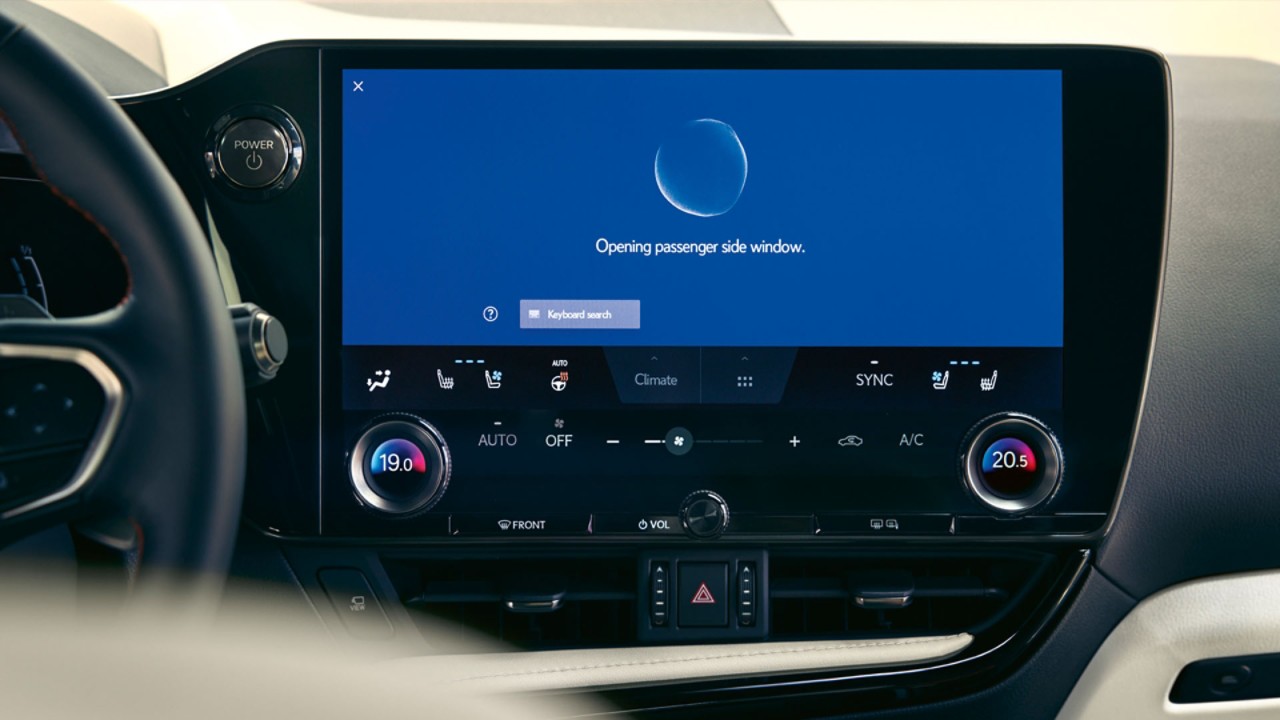 Lexus voice assistant displayed on a touchscreen